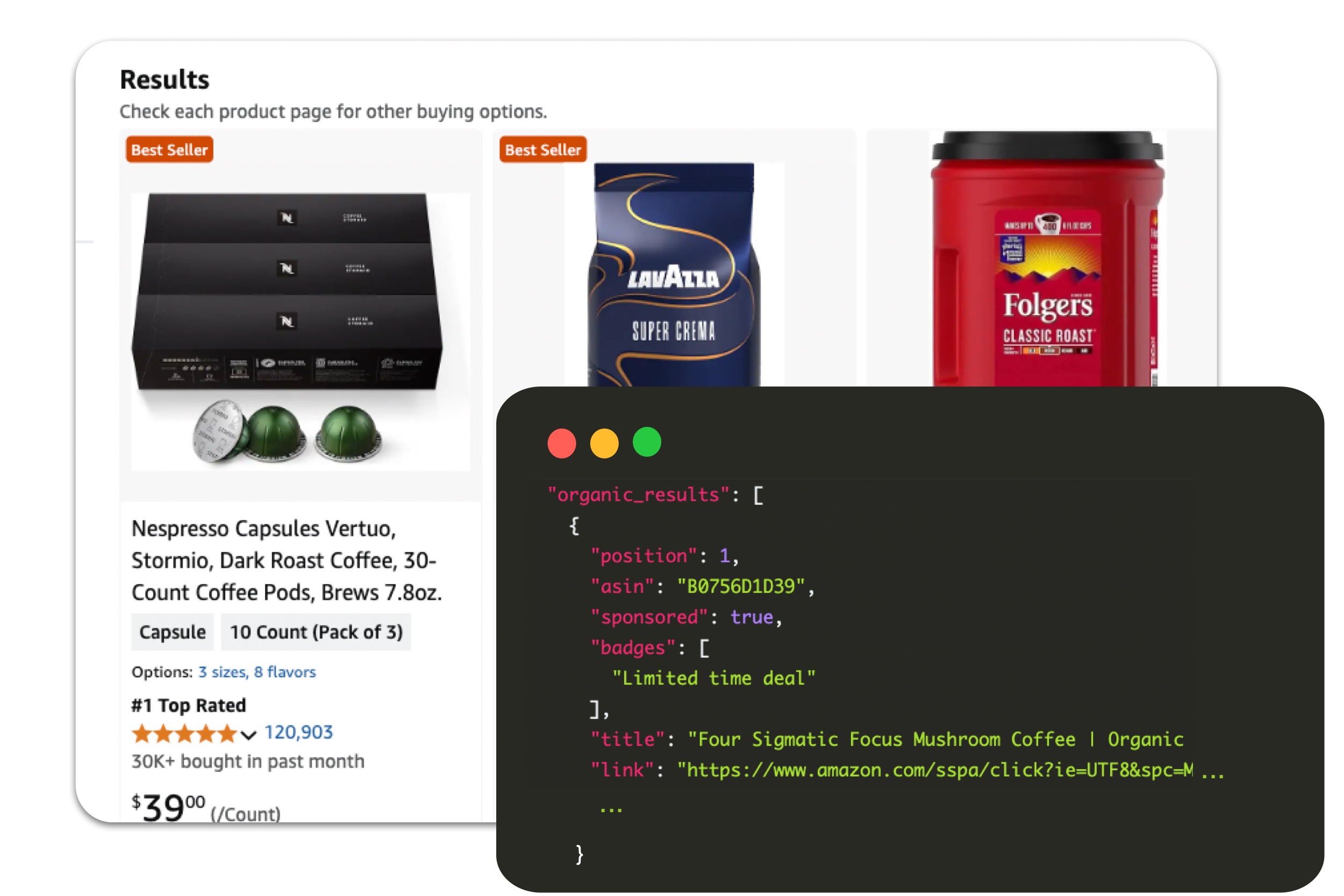 Amazon search API response sample