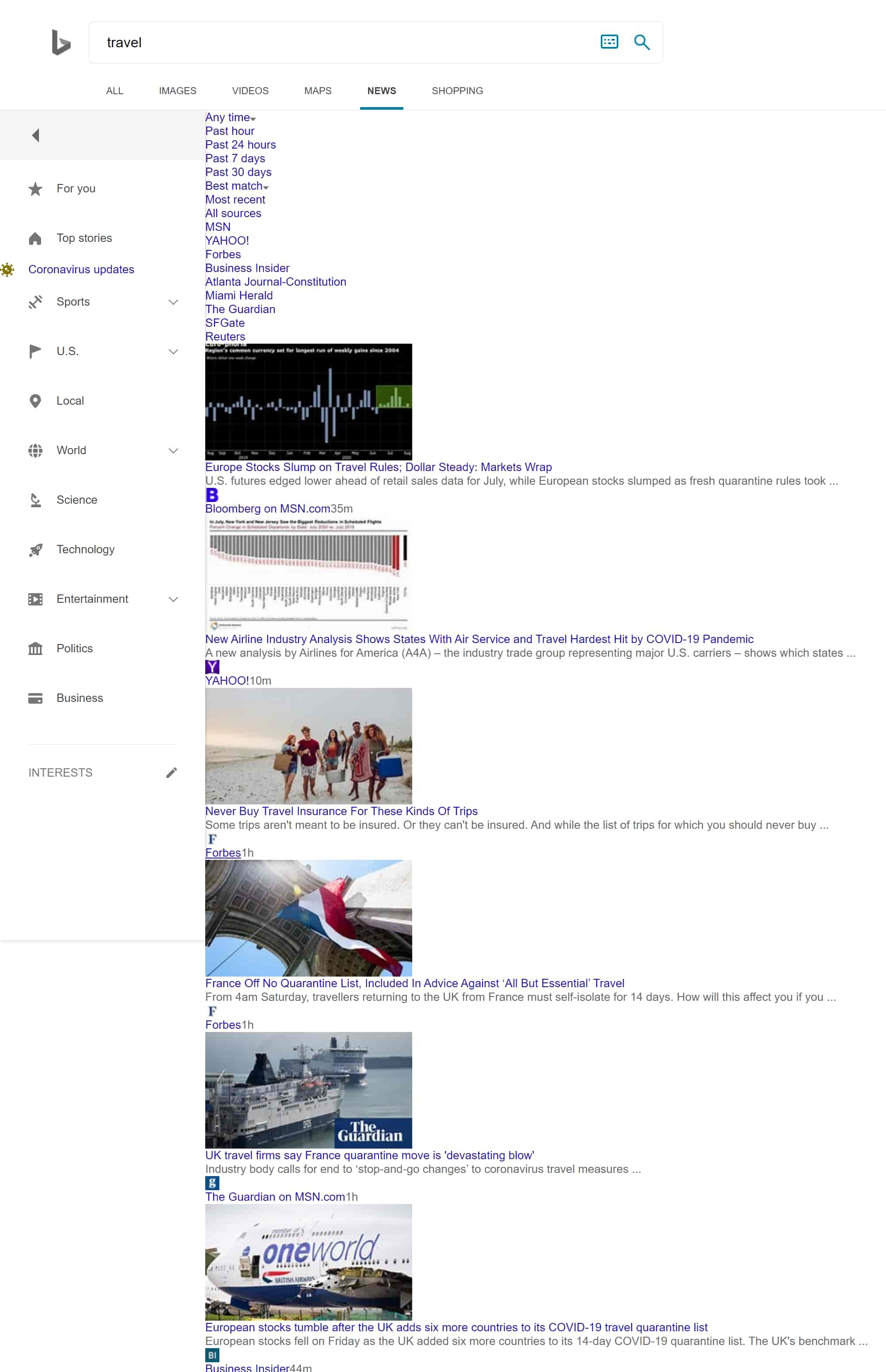 Example results for q: Travel