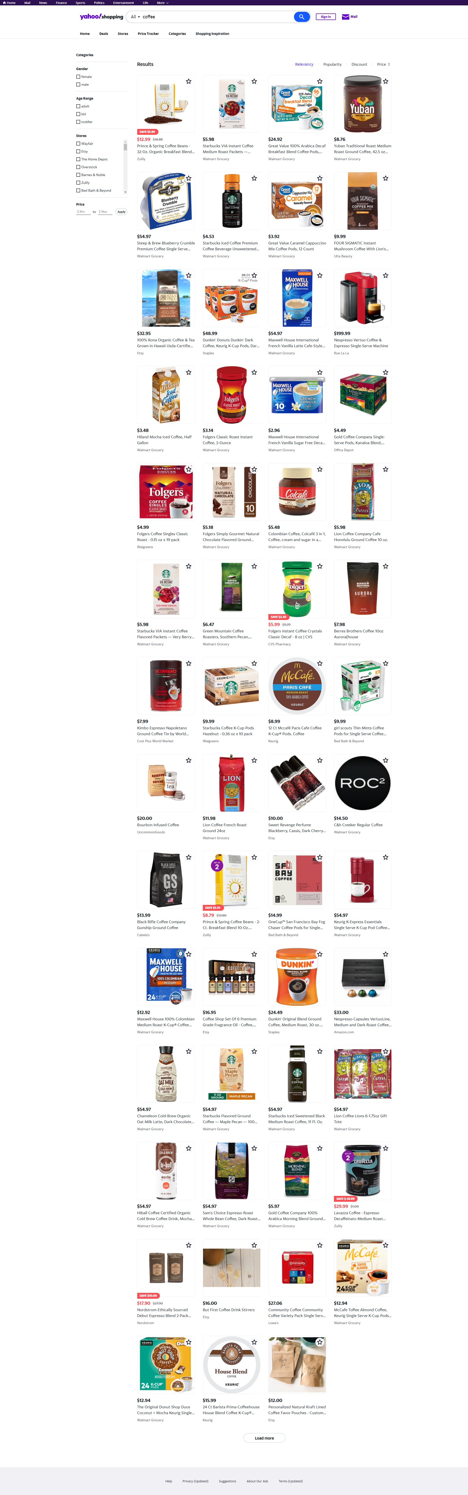 Yahoo! Shopping search results for p:coffee